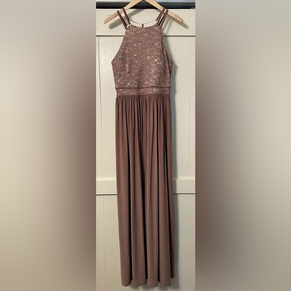 Floor Length Sequin Bodice Dress